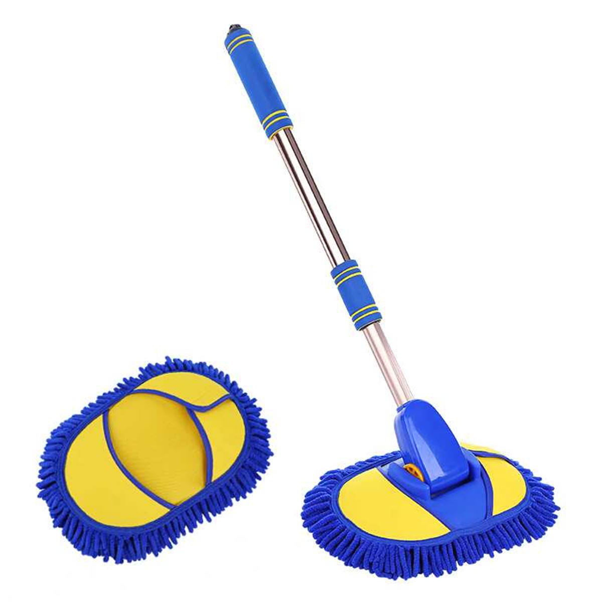 Car wash mop with telescoping handle and chenille head