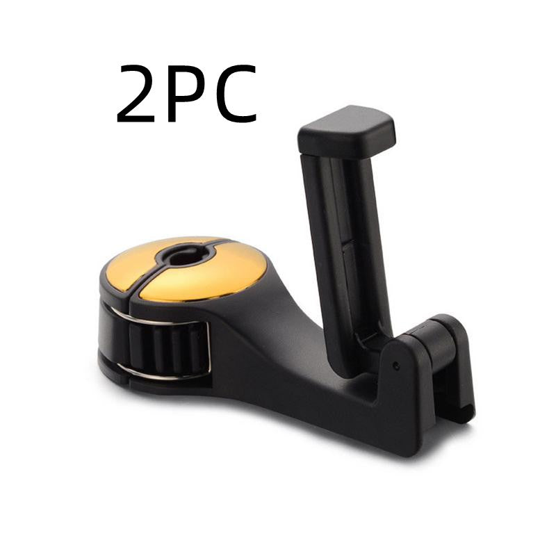 Car headrest hook with fold-out phone holder