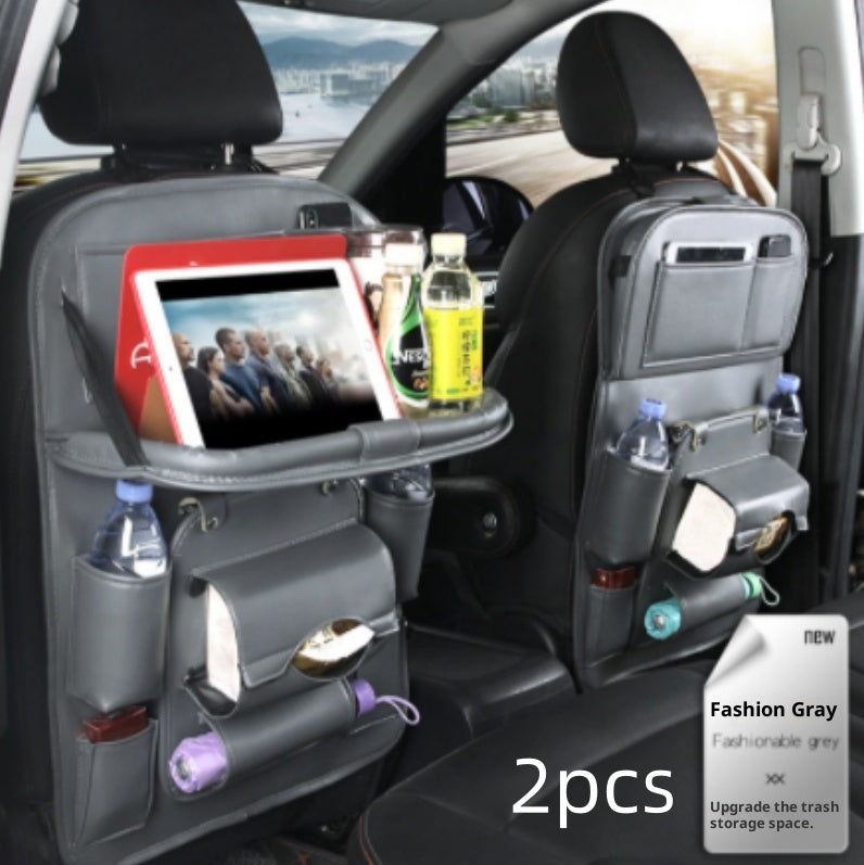 Leather car seat back organizer - Grey 2pcs