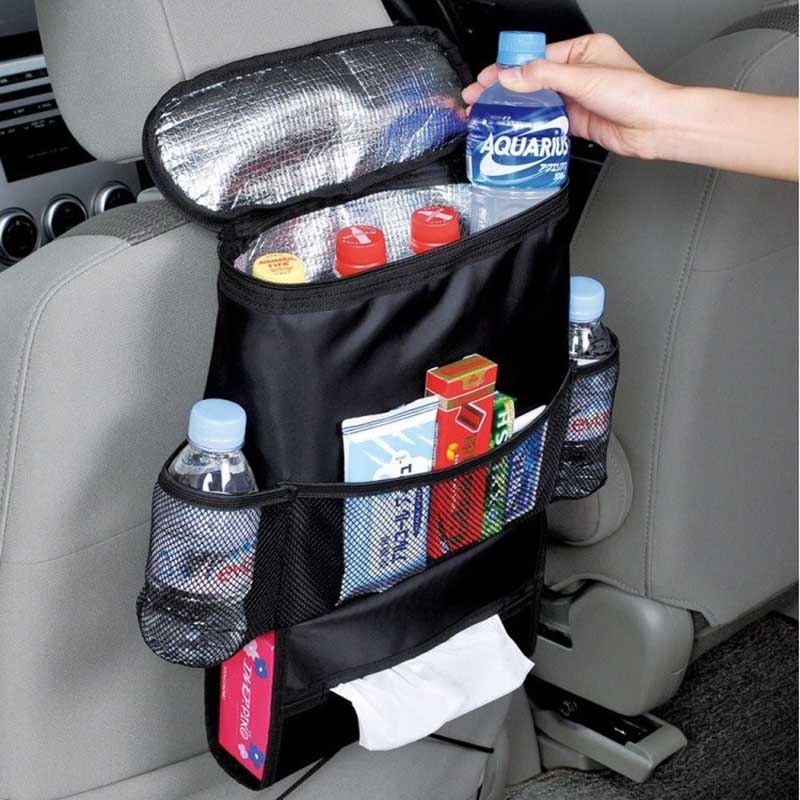 Insulated car seat back organizer with bottle pockets - view 3