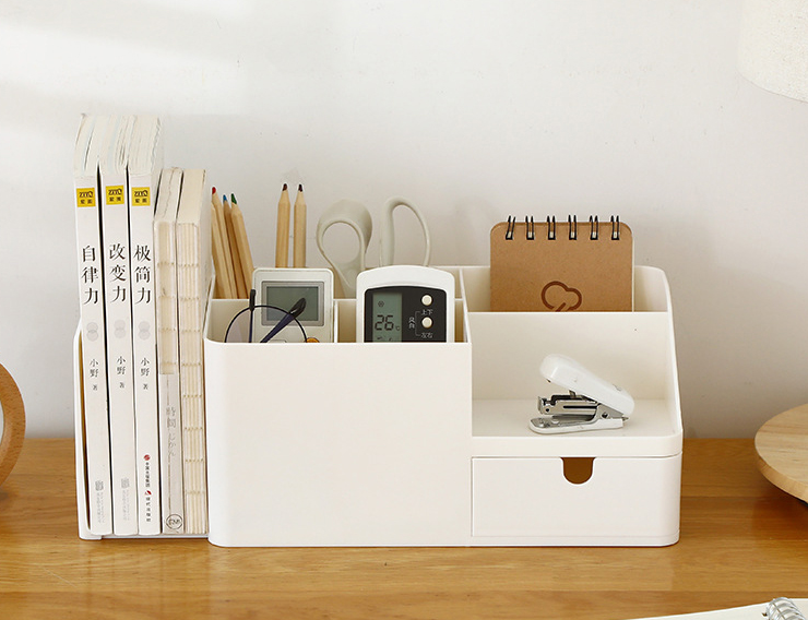 White desk organizer with compartments and a drawer - view 6