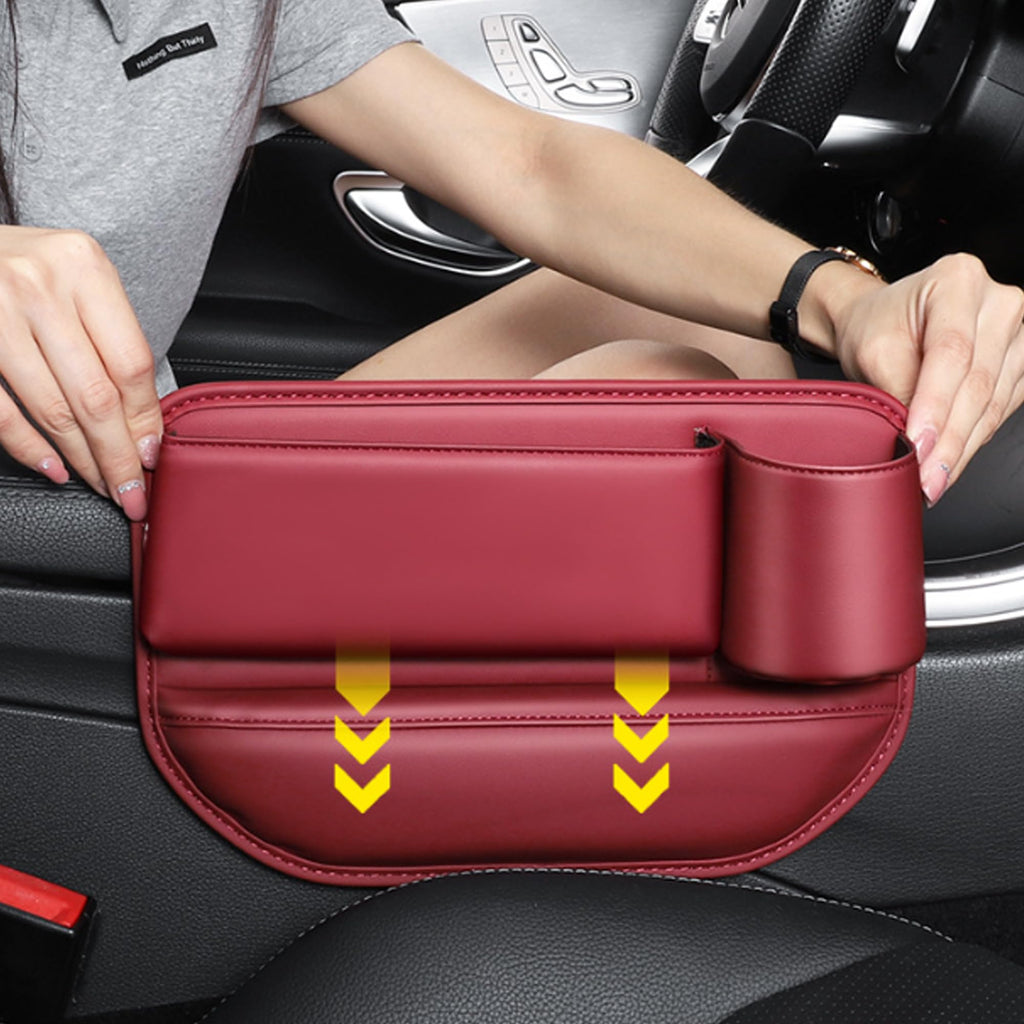 Leather car seat gap filler organizer