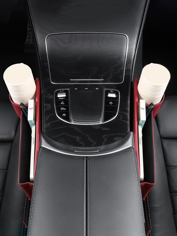 Leather car seat gap filler organizer