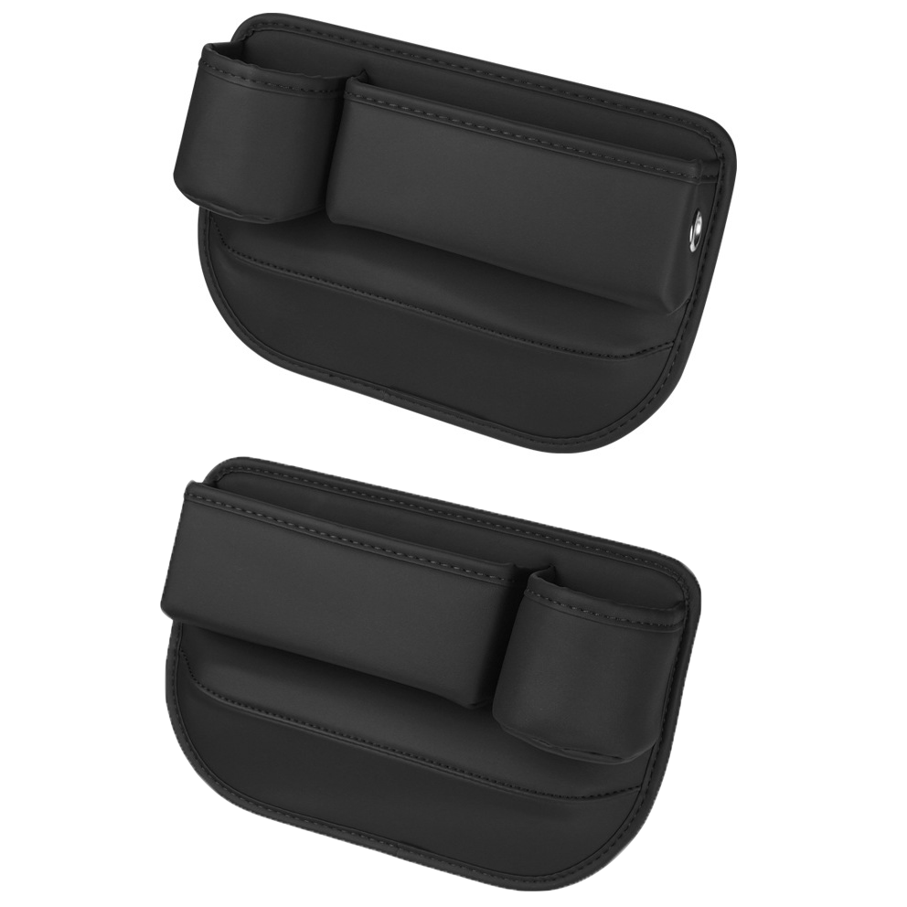 Leather car seat gap filler organizer - Black / Driver + Passenger Set