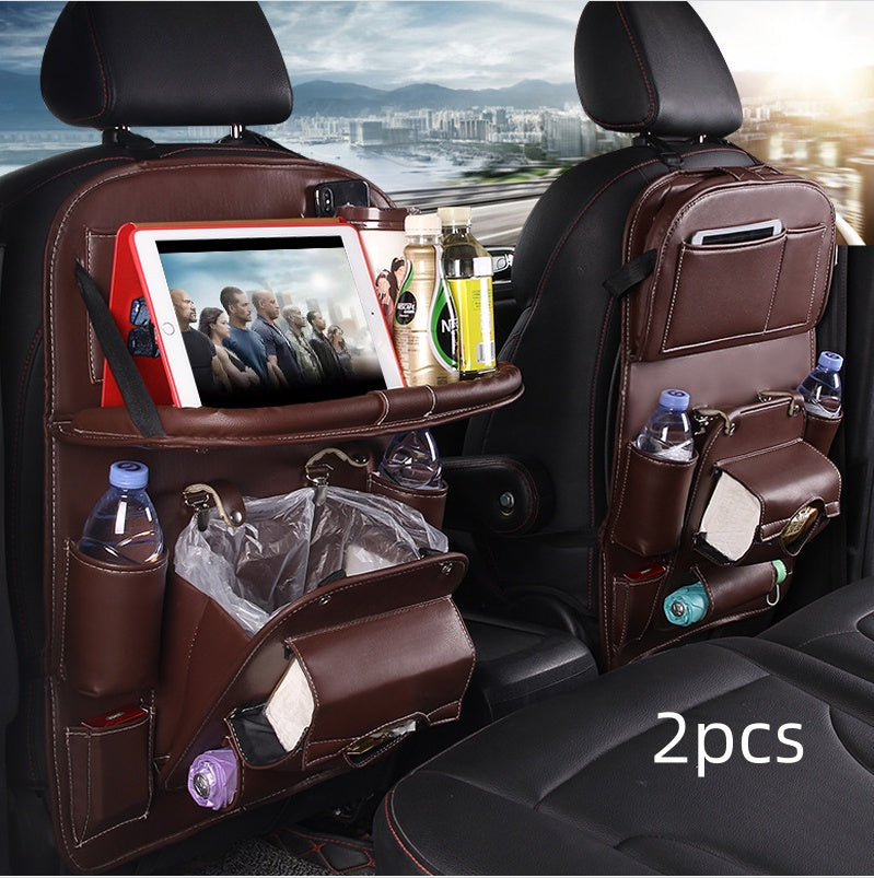 Leather car seat back organizer - Coffee 2pcs