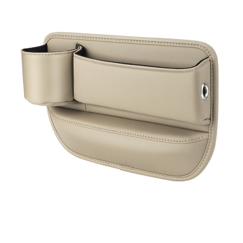 Leather car seat gap filler organizer - White / Driver Seat