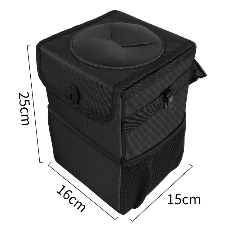 Hanging car trash can with lid