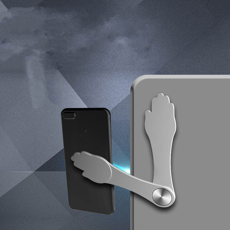 Aluminum magnetic phone holder attached to the side of a monitor