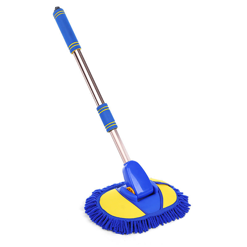 Car wash mop with telescoping handle and blue chenille microfiber head - view 5