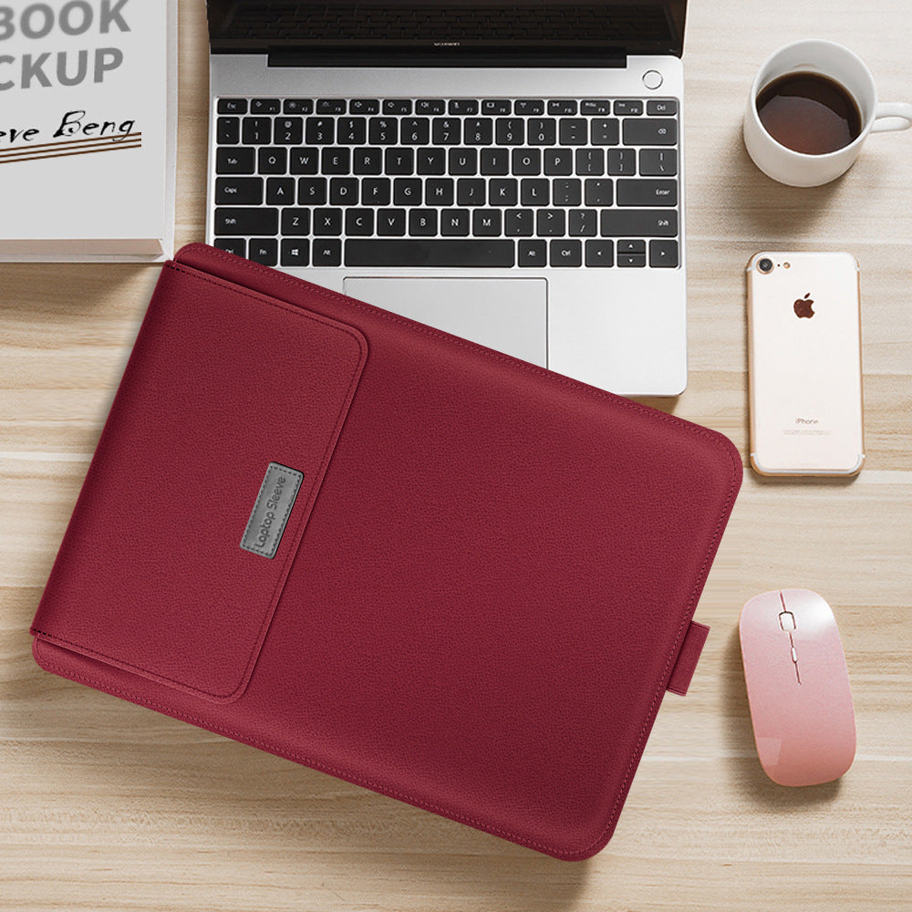 PU leather laptop sleeve with front pocket - view 2
