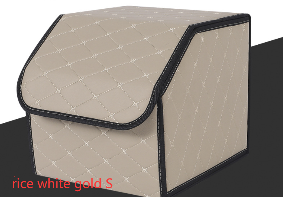Quilted leather foldable trunk organizer box