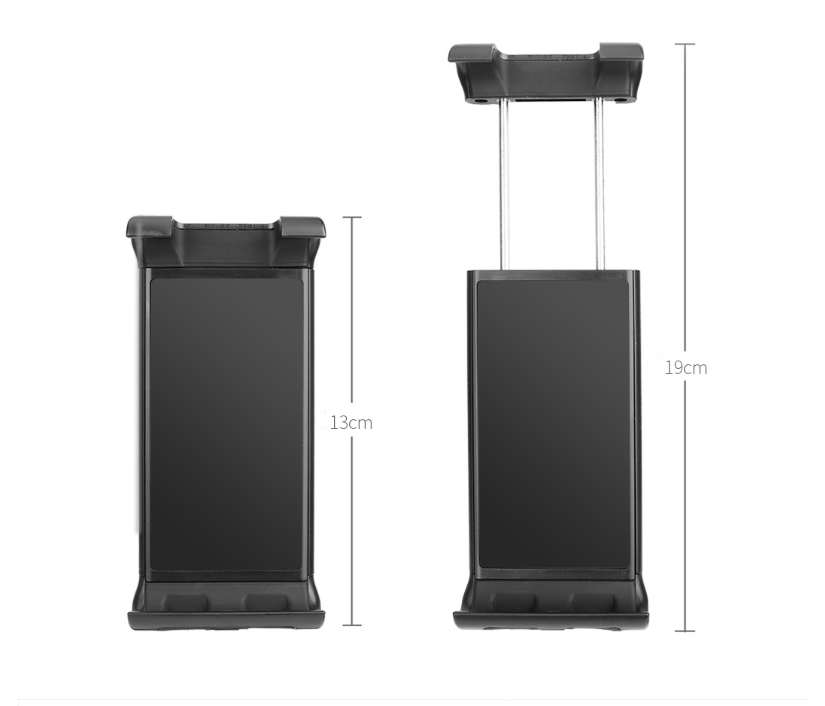 Black car headrest tablet holder with folding extension arm - view 3