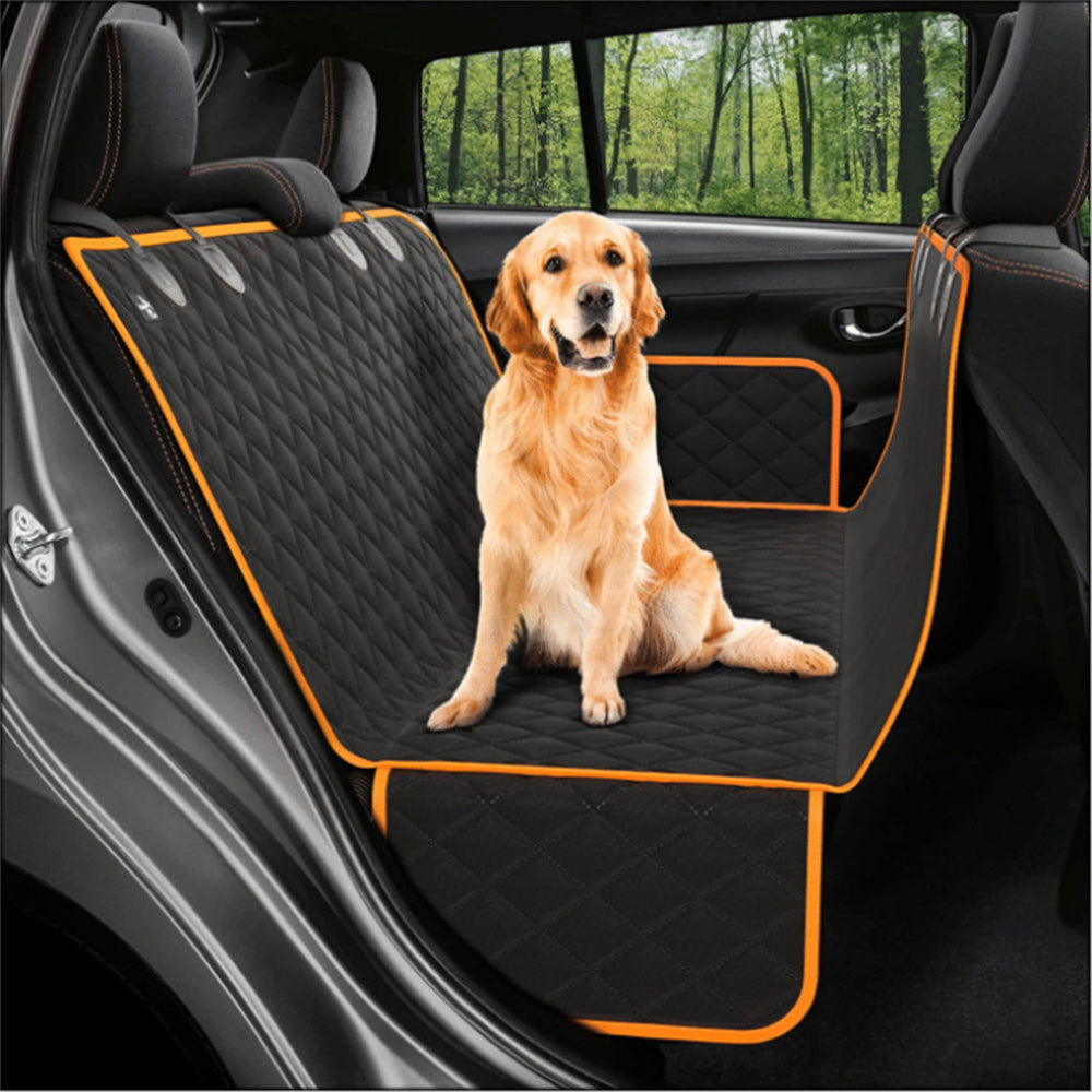 Dog car seat cover hammock with mesh window on a back seat - view 3
