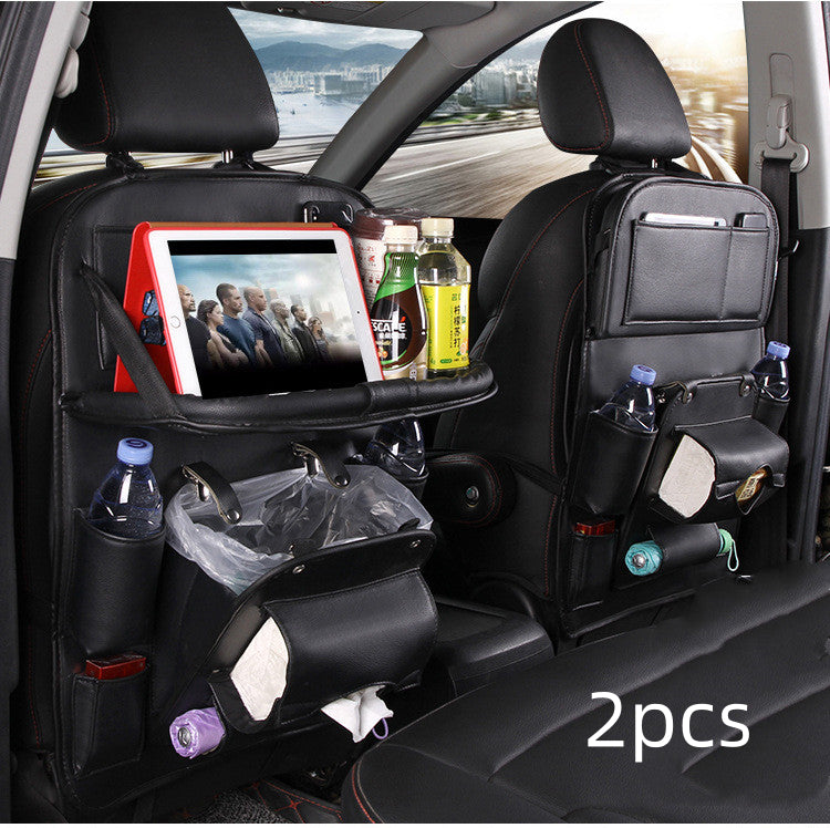Leather car seat back organizer - Black 2pcs