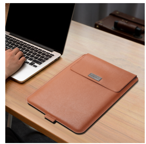 PU leather laptop sleeve with front pocket - view 3