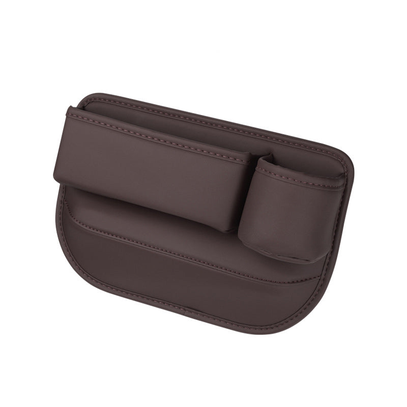 Leather car seat gap filler organizer - Brown / Passenger seat