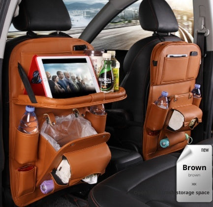 Leather car seat back organizer - Brown