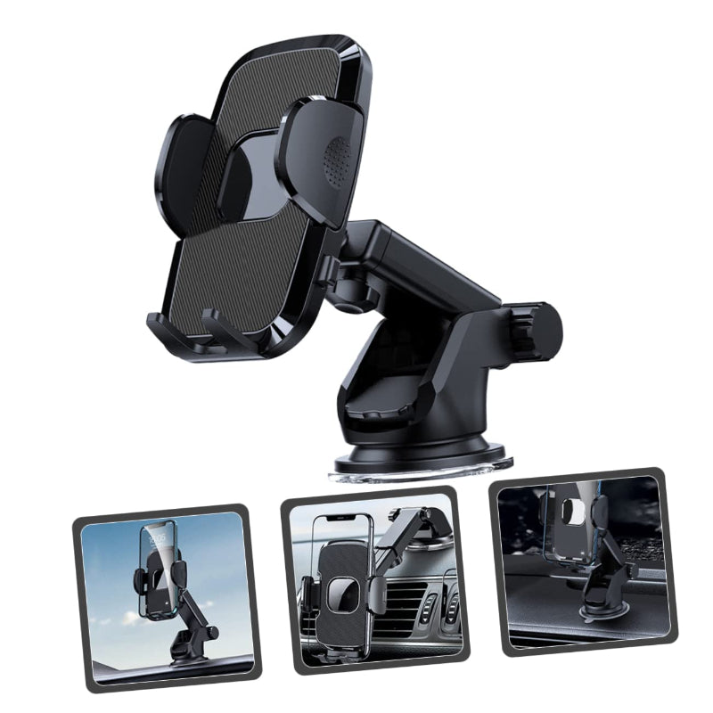 Suction cup car phone mount holding a phone on a dashboard - view 4