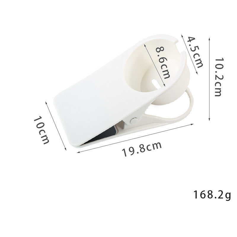 Clip-on desk cup holder clamped to a table edge - view 2
