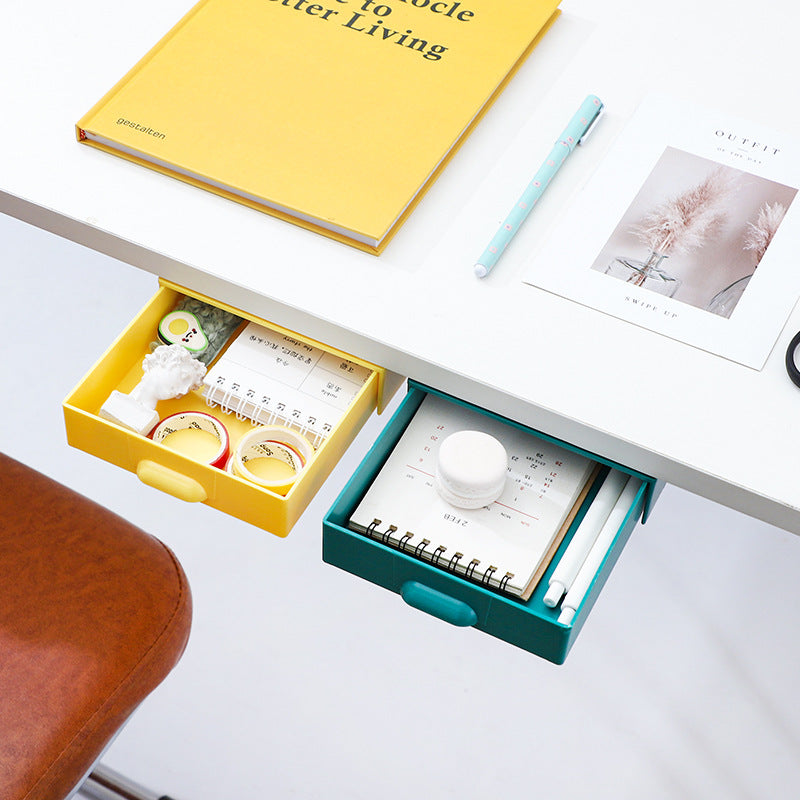 Hidden under-desk drawer organizer