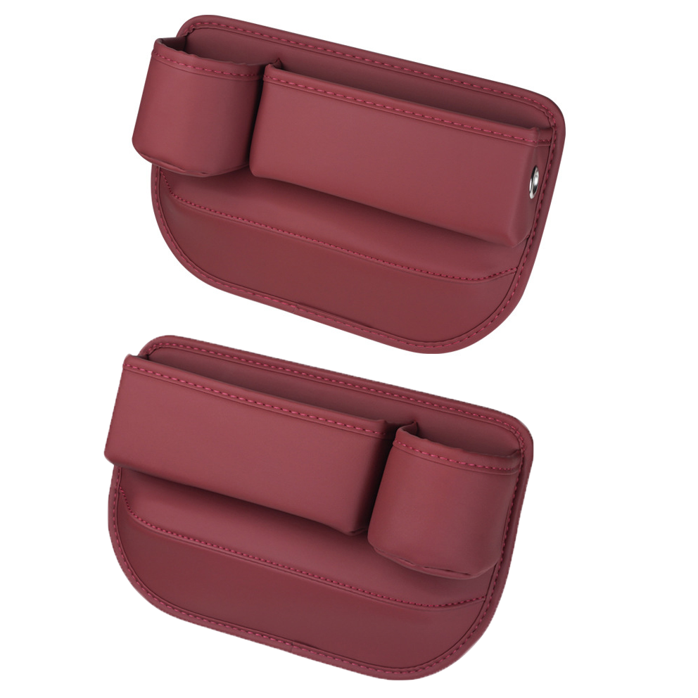 Leather car seat gap filler organizer - Red / Driver + Passenger Set