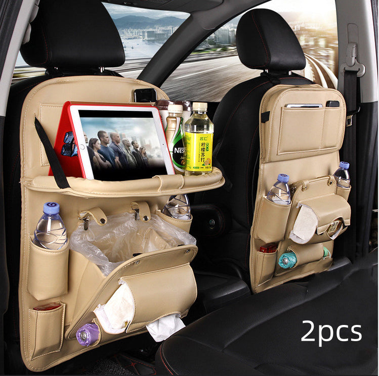 Leather car seat back organizer - Beige 2pcs