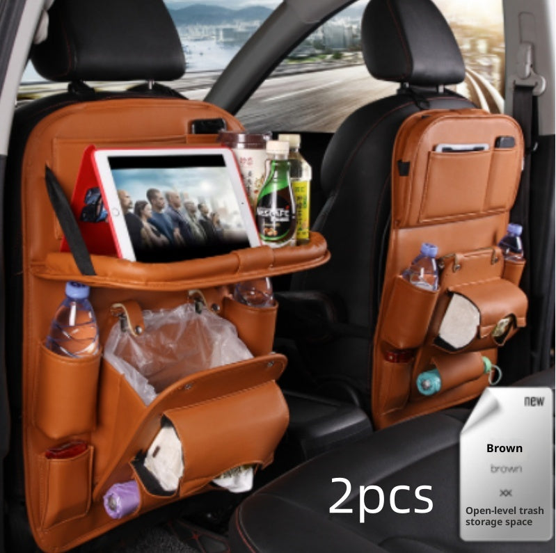 Leather car seat back organizer - Brown 2pcs