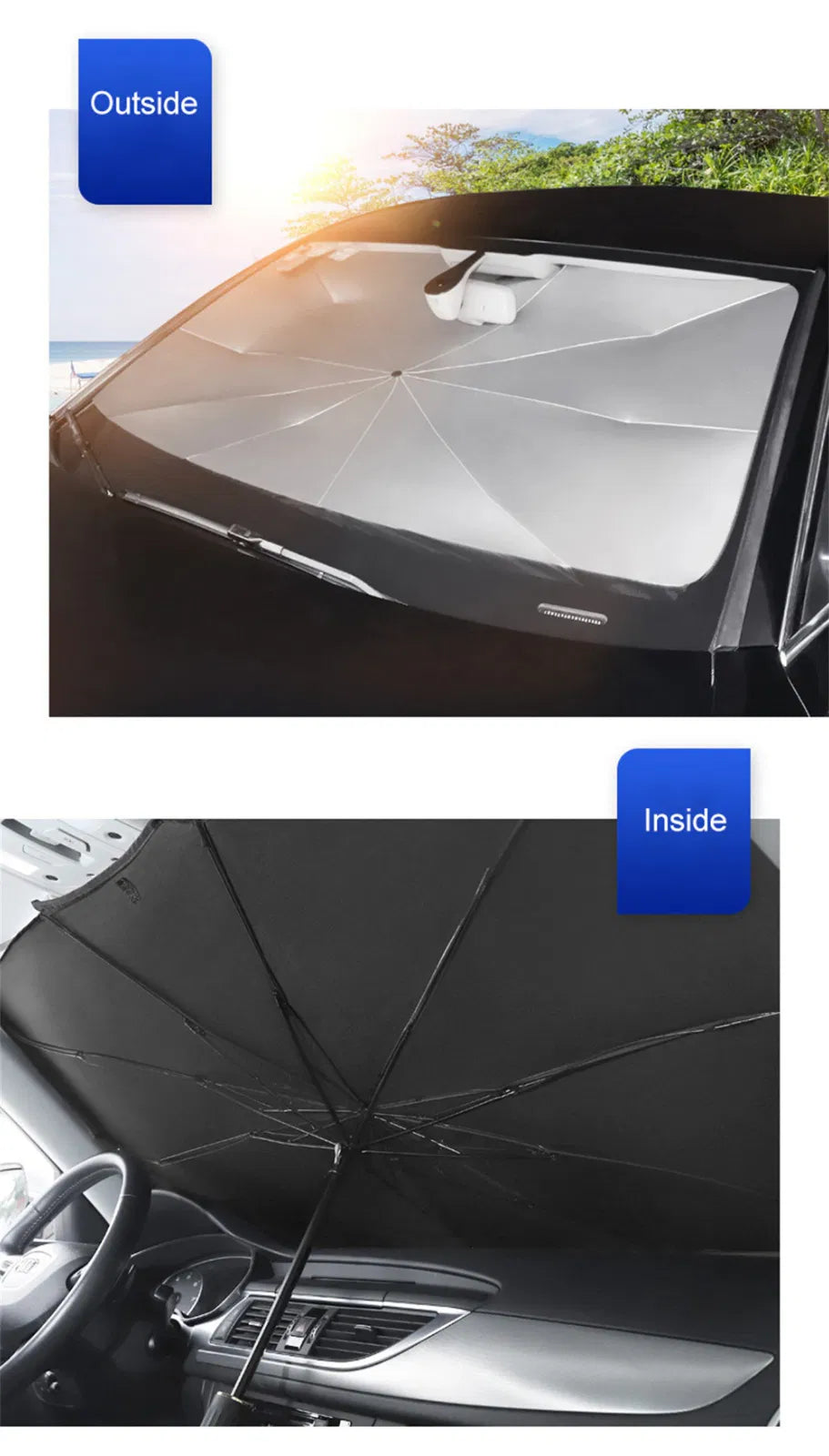 Foldable umbrella windshield sun shade
