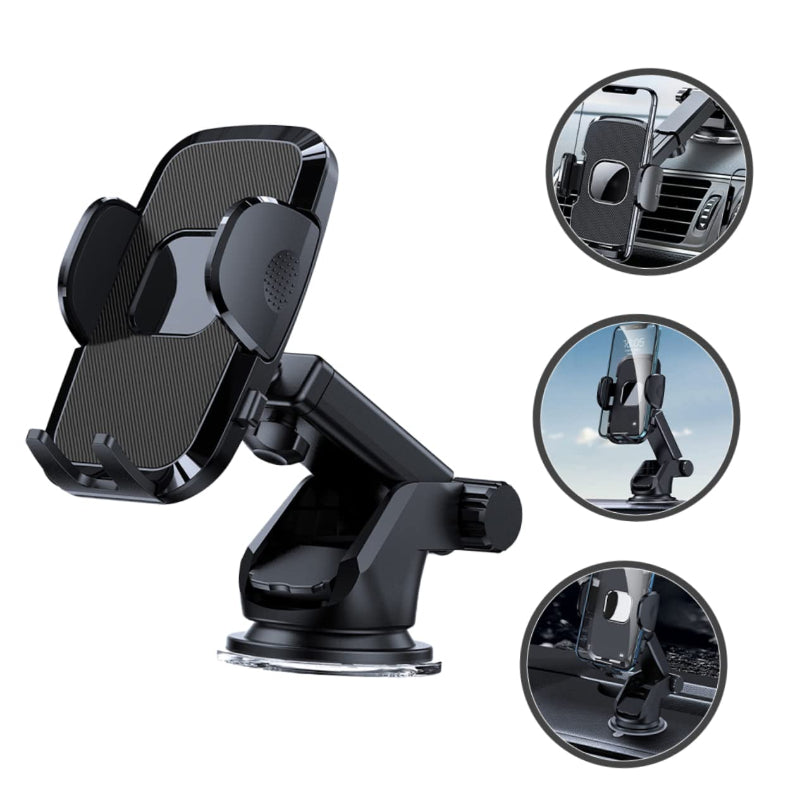 Suction cup car phone mount holding a phone on a dashboard - view 6