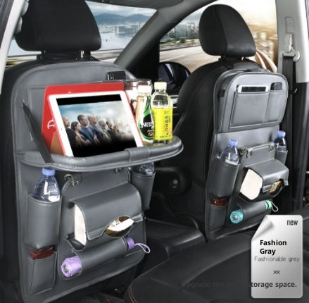 Leather car seat back organizer - Grey