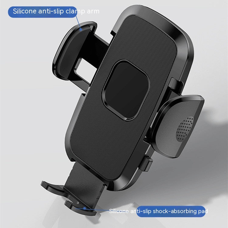 Suction cup car phone mount holding a phone on a dashboard
