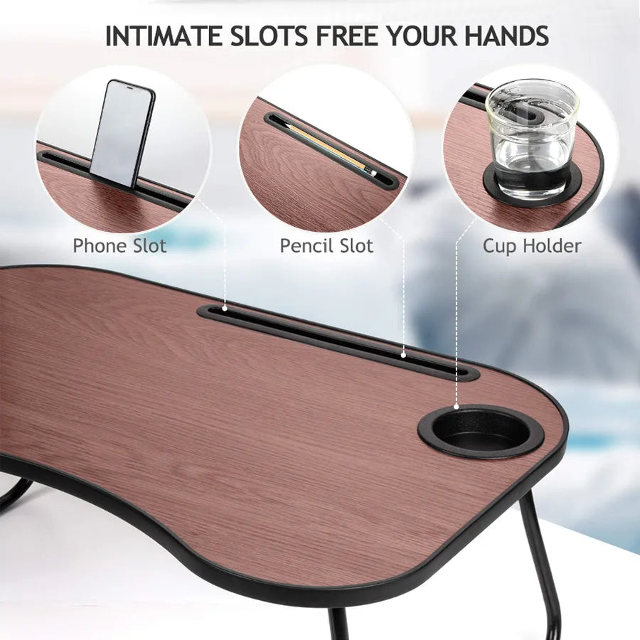 Foldable wooden lap desk