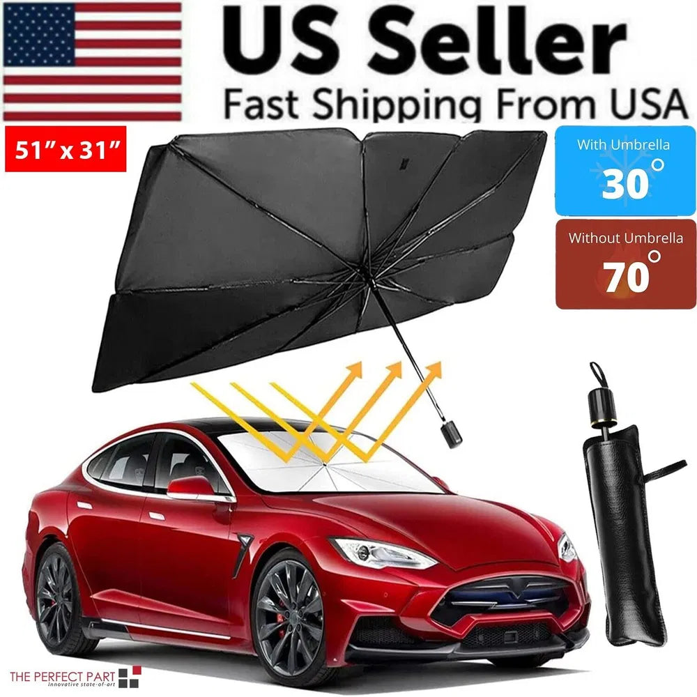 Foldable umbrella windshield sun shade