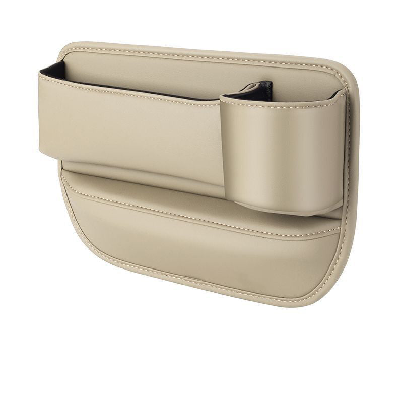 Leather car seat gap filler organizer - White / Passenger seat