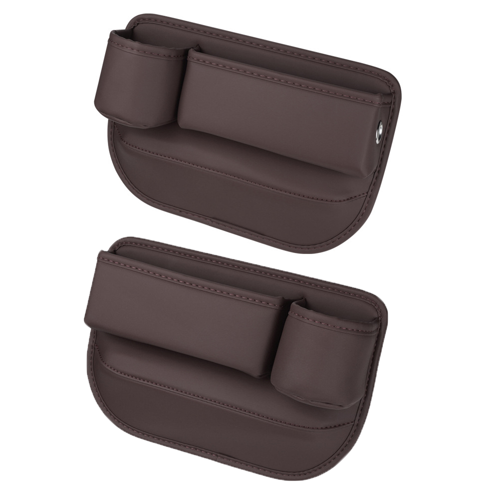 Leather car seat gap filler organizer - Brown / Driver + Passenger Set