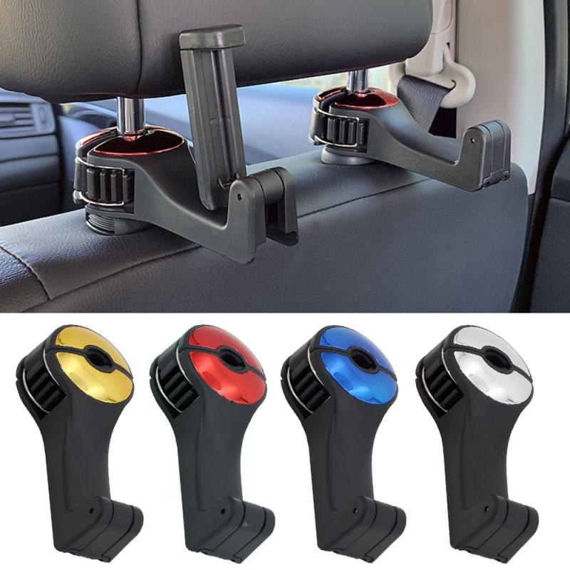 Car headrest hook with fold-out phone holder - view 2